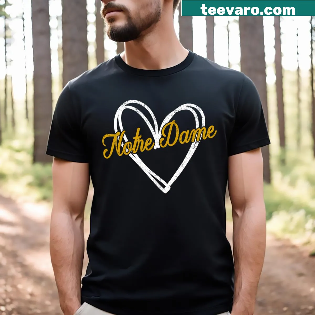 Illustrative T-shirt celebrating Notre Dame for kids — on a men's t-shirt