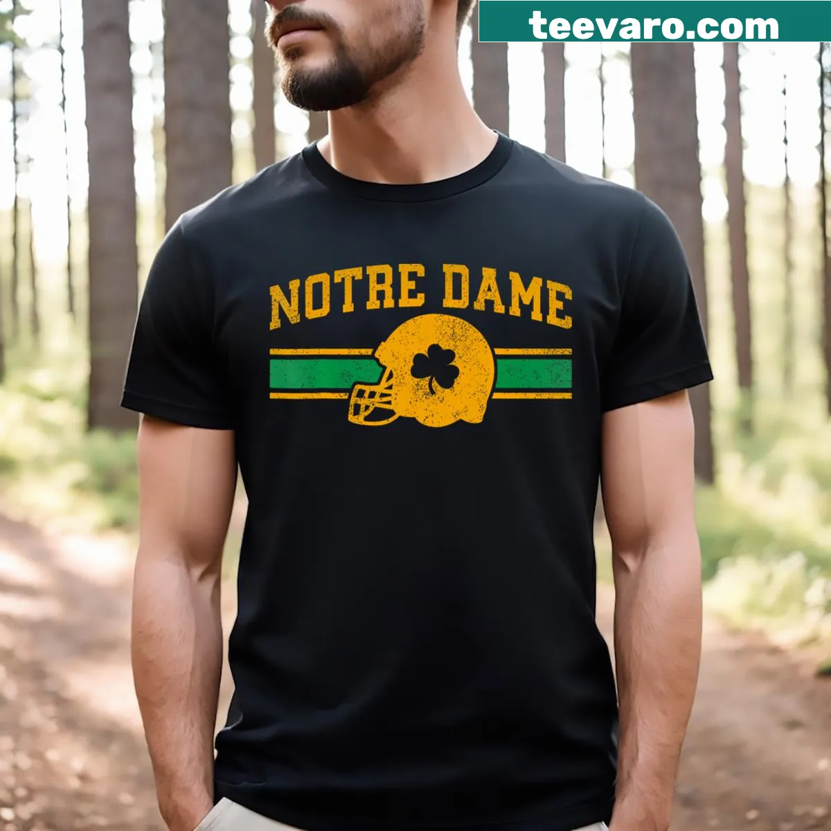 Retro Notre Dame souvenir t-shirt for men and kids — on a men's t-shirt