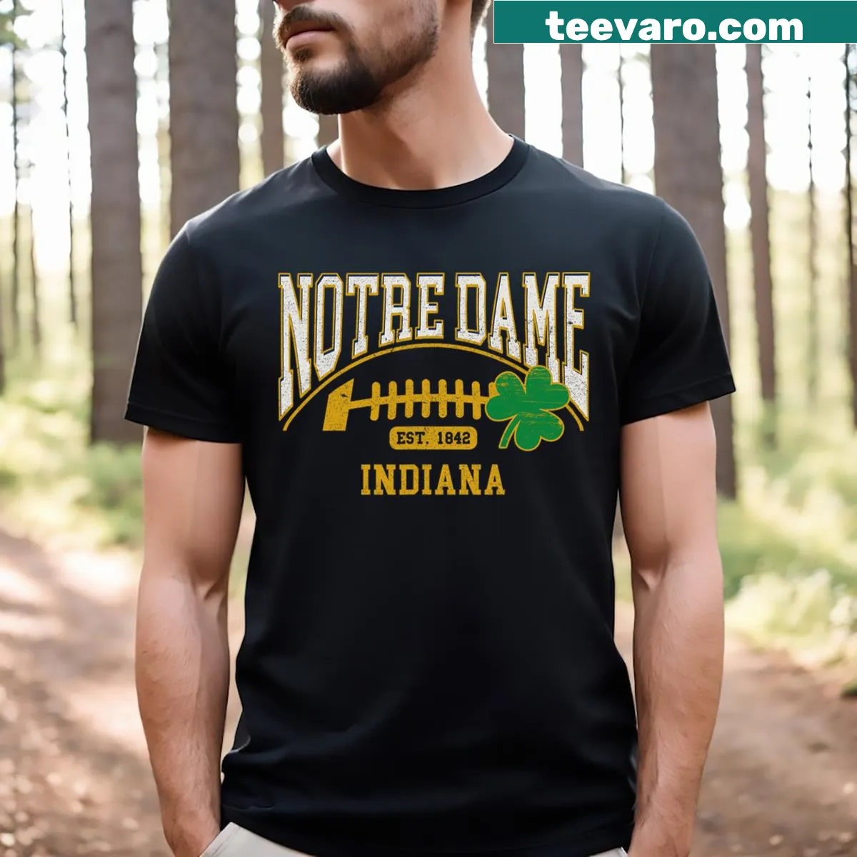 Notre Dame souvenir t-shirt for men and kids — on a men's t-shirt