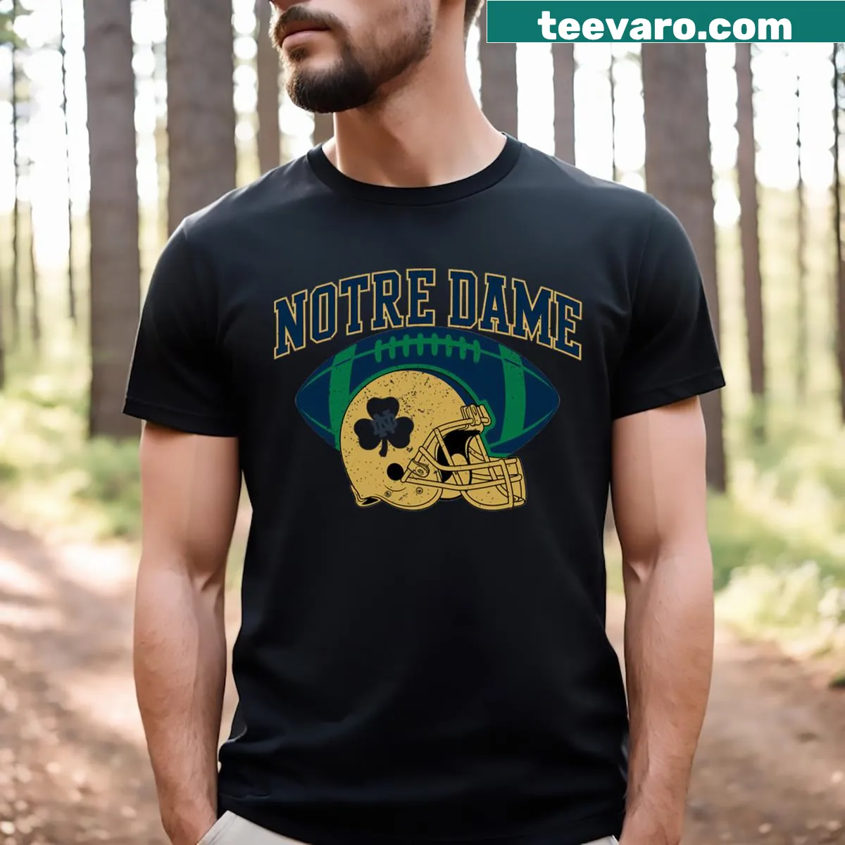 Quirky retro Notre Dame souvenir t-shirt for men and kids — on a men's t-shirt