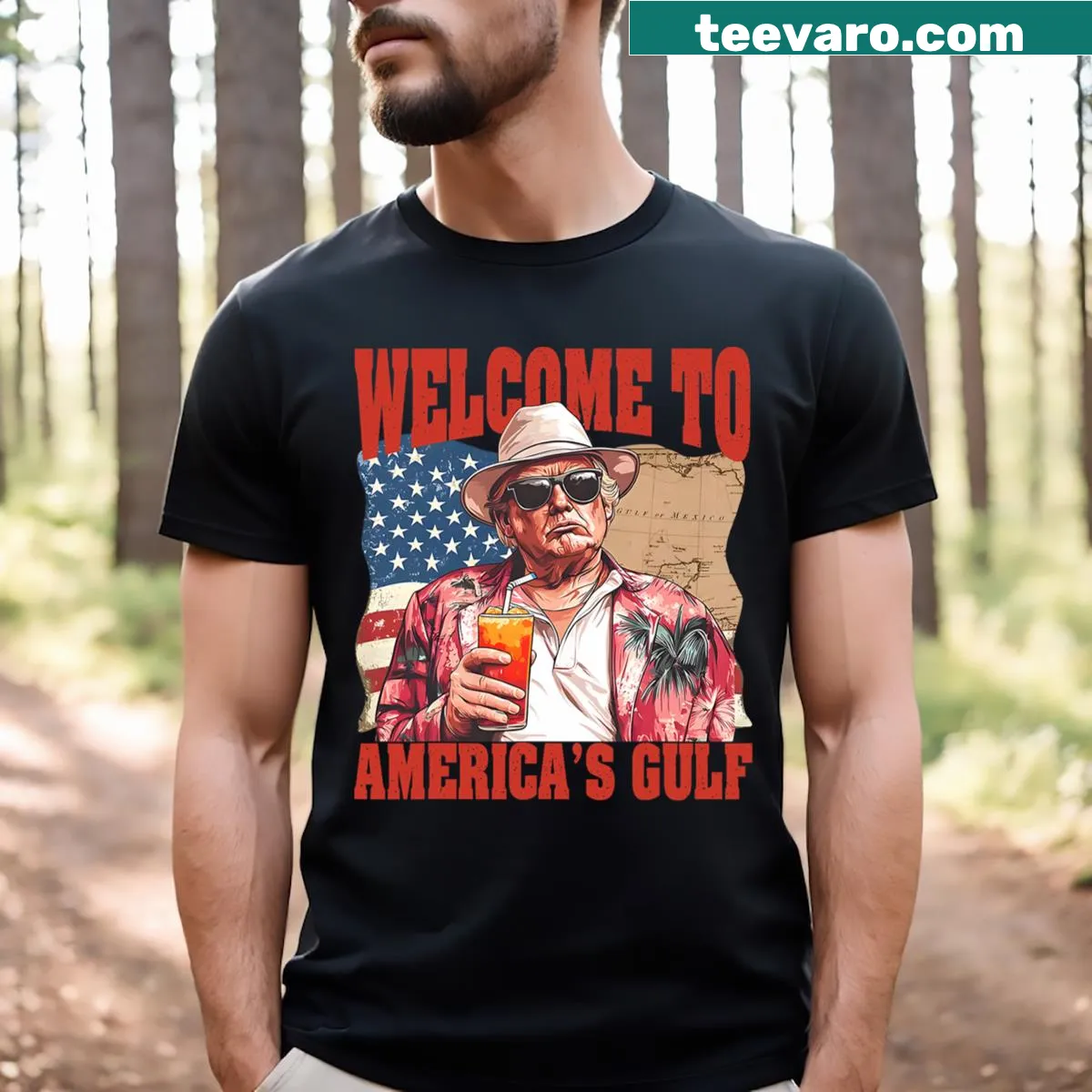 T-shirt with a humorous phrase about the Gulf of Mexico — on a men's t-shirt