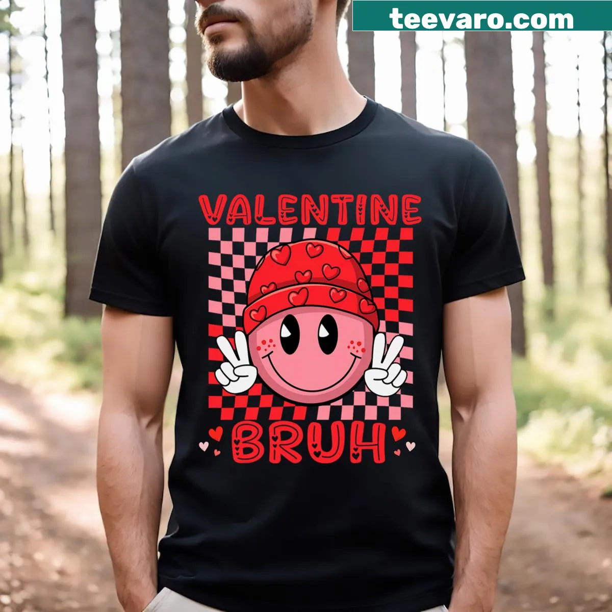 Cute retro heart Valentine shirt for kids with playful design — on a men's t-shirt