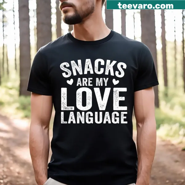 Kids T-shirt with bold text saying Snacks Are My Love Language