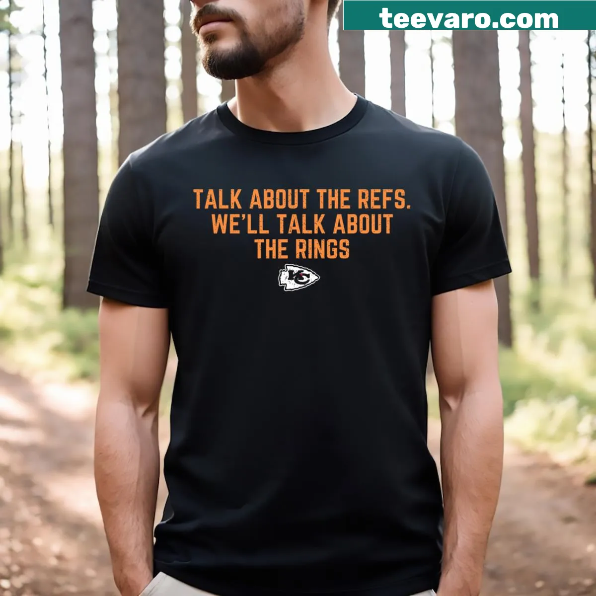 Funny sports t-shirt with a humorous phrase about refs and rings — on a men's t-shirt