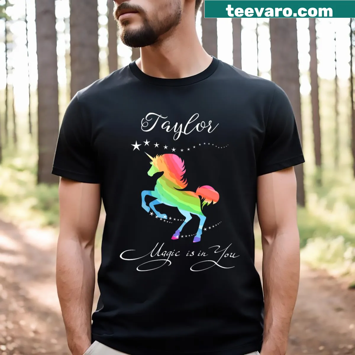 Illustrative t-shirt celebrating the name Taylor with artistic design — on a men's t-shirt