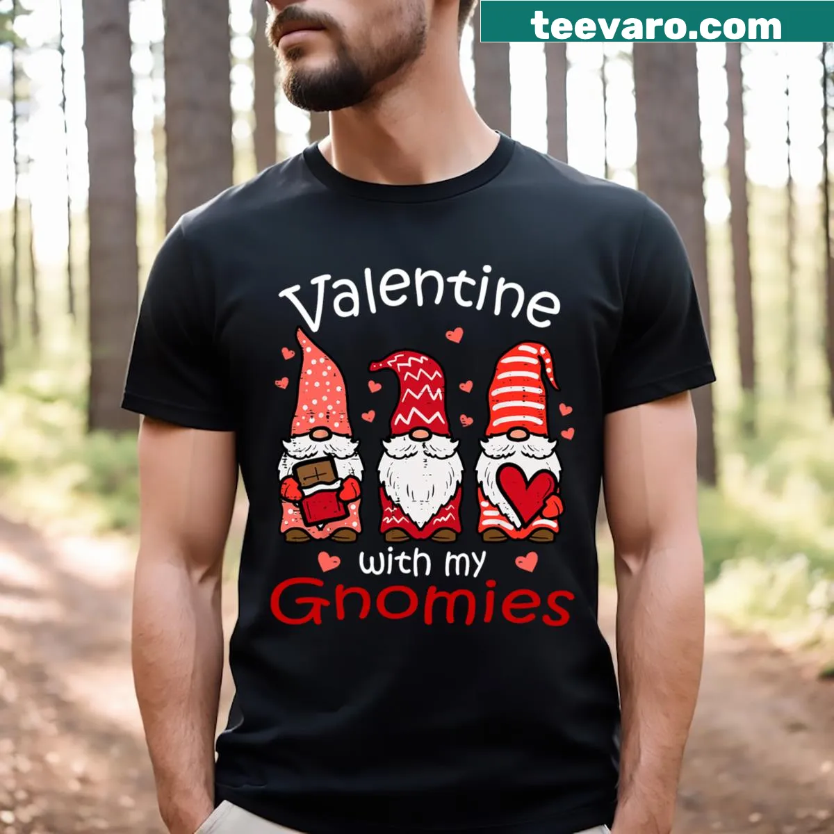 Funny Valentine's Day t-shirt with gnome illustration — on a men's t-shirt