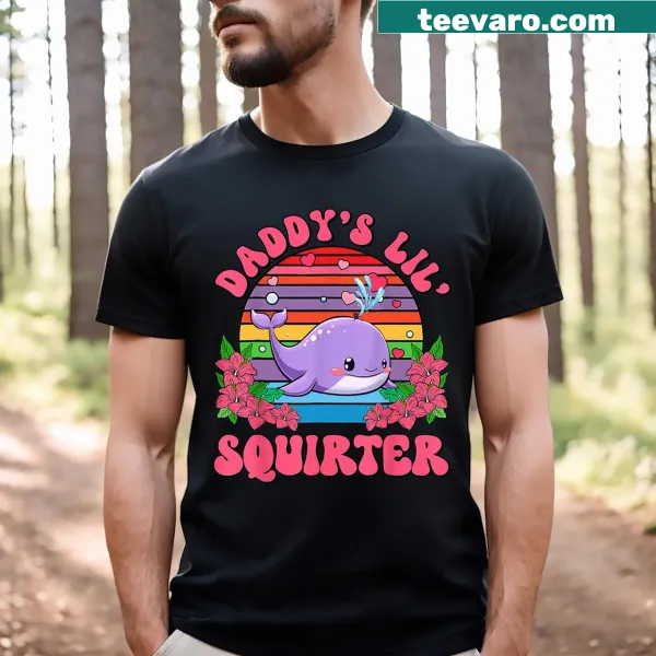 Funny t-shirt with 'Daddy's Lil Squirter' text
