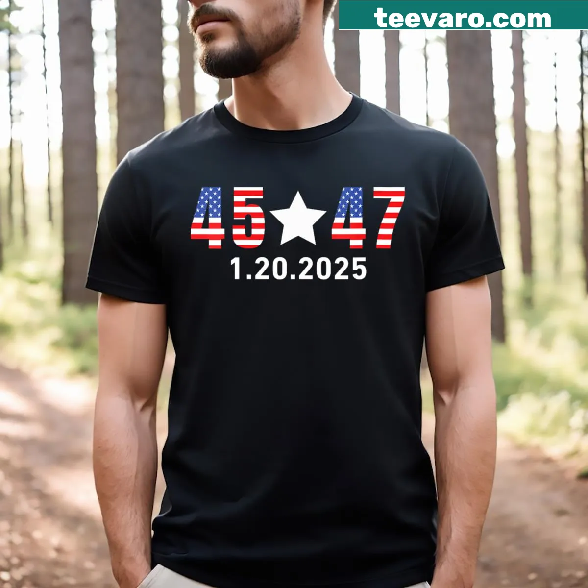 Inauguration Day 2025 shirt with American flag design — on a men's t-shirt