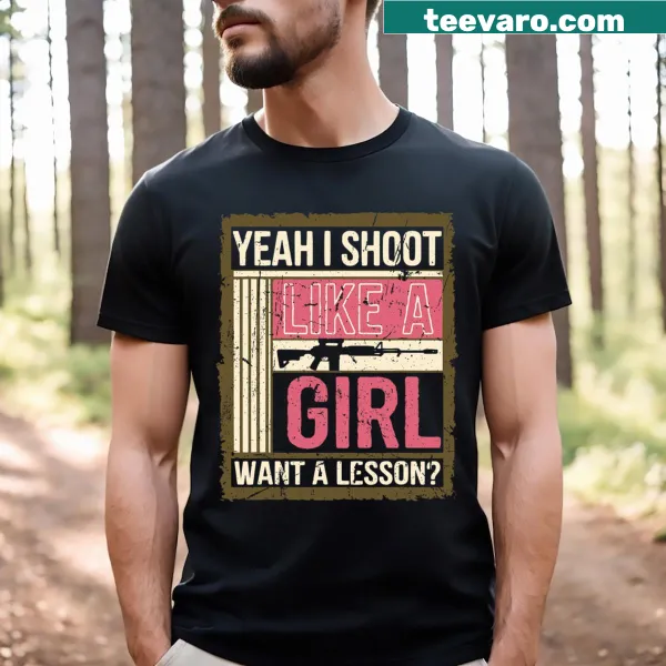 T-shirt with shooting-themed humorous text
