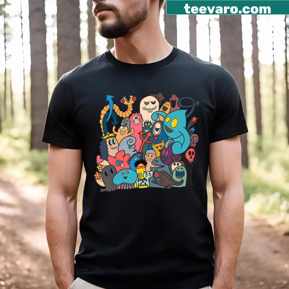 Cute cartoon monster T-shirt designed for kids — on a men's t-shirt