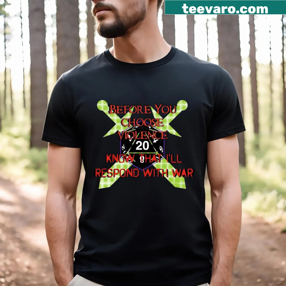 Gaming-themed t-shirt with the phrase Before You Choose Violence — on a men's t-shirt
