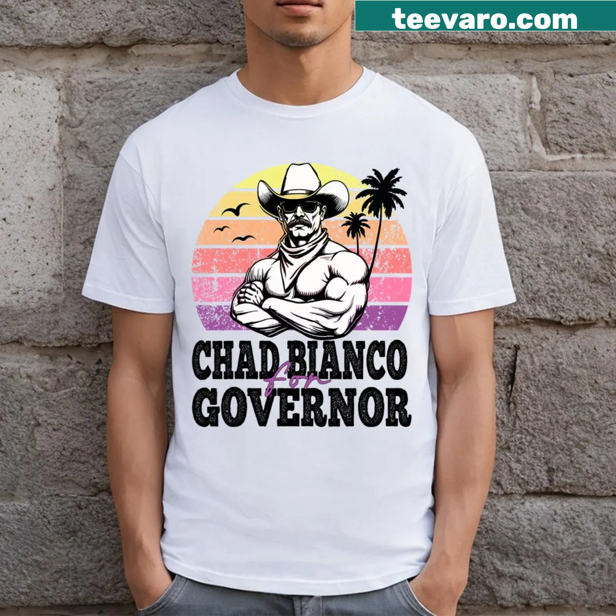 Political t-shirt with Bianco For Governor — on a men's t-shirt