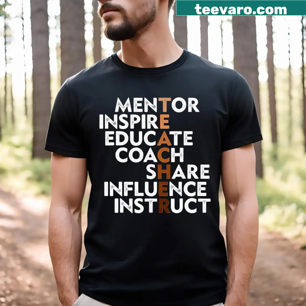 Inspirational T-shirt celebrating Black teachers and melanin — on a men's t-shirt