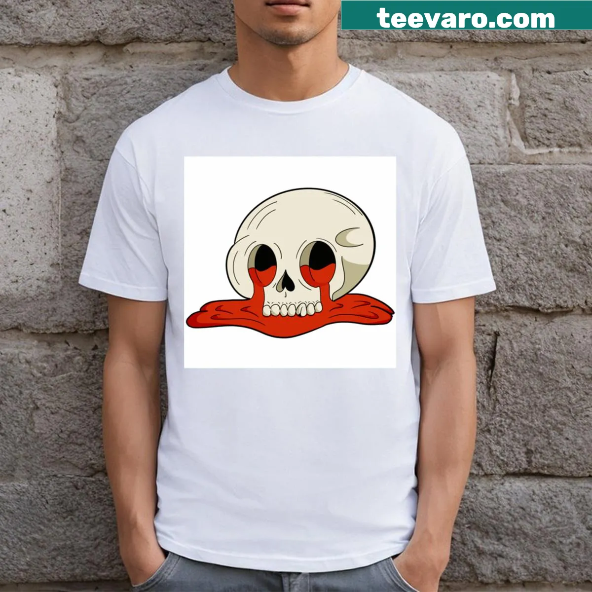 Edgy Bloody Skull T-shirt with chilling graphic — on a men's t-shirt