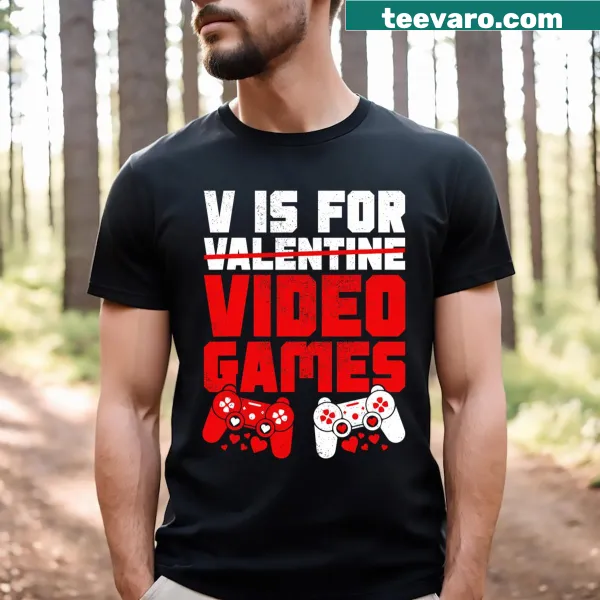 T-shirt with 'V Is For Video Games' design for kids