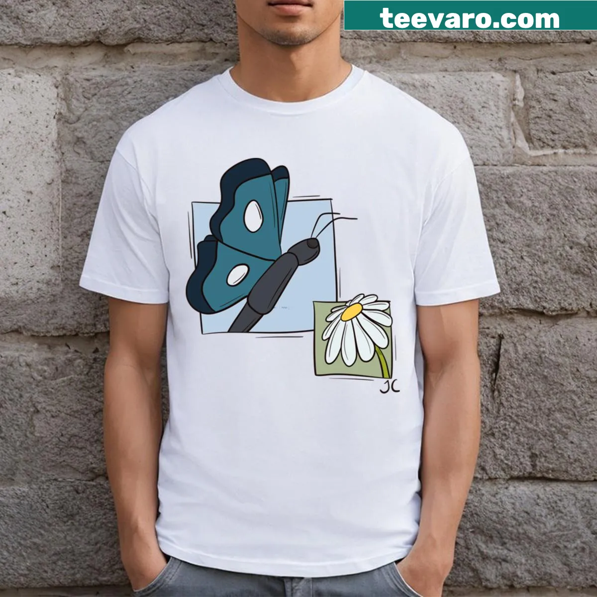 Illustrative Butterfly design on a T-shirt — on a men's t-shirt