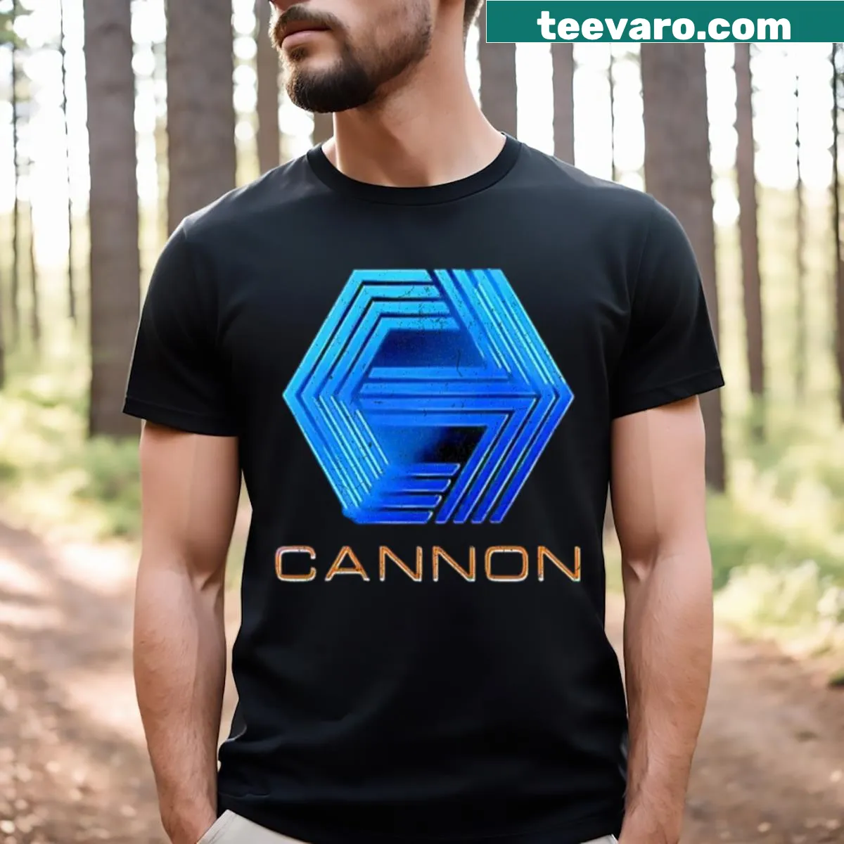 Minimalist cannon graphic on a T-shirt — on a men's t-shirt