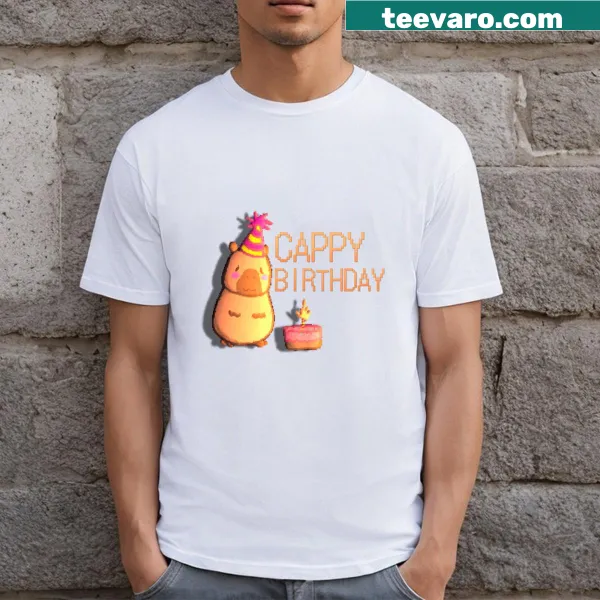 Funny birthday t-shirt that says 'Cappy Birthday'