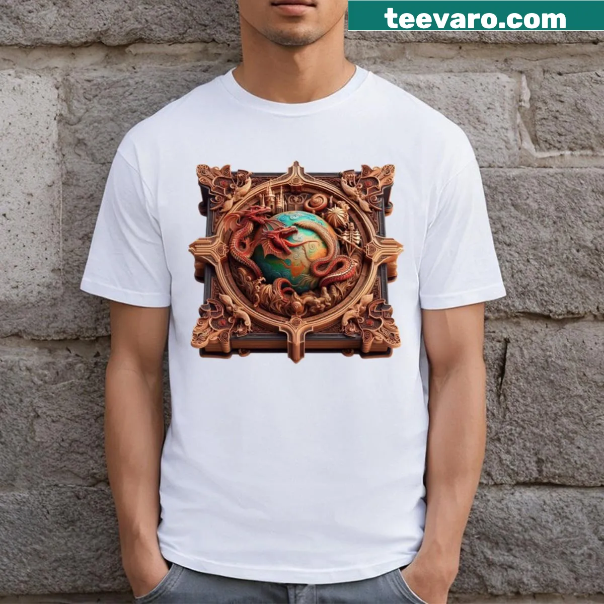 Fantasy-themed graphics celebrating reading on T-shirt — on a men's t-shirt