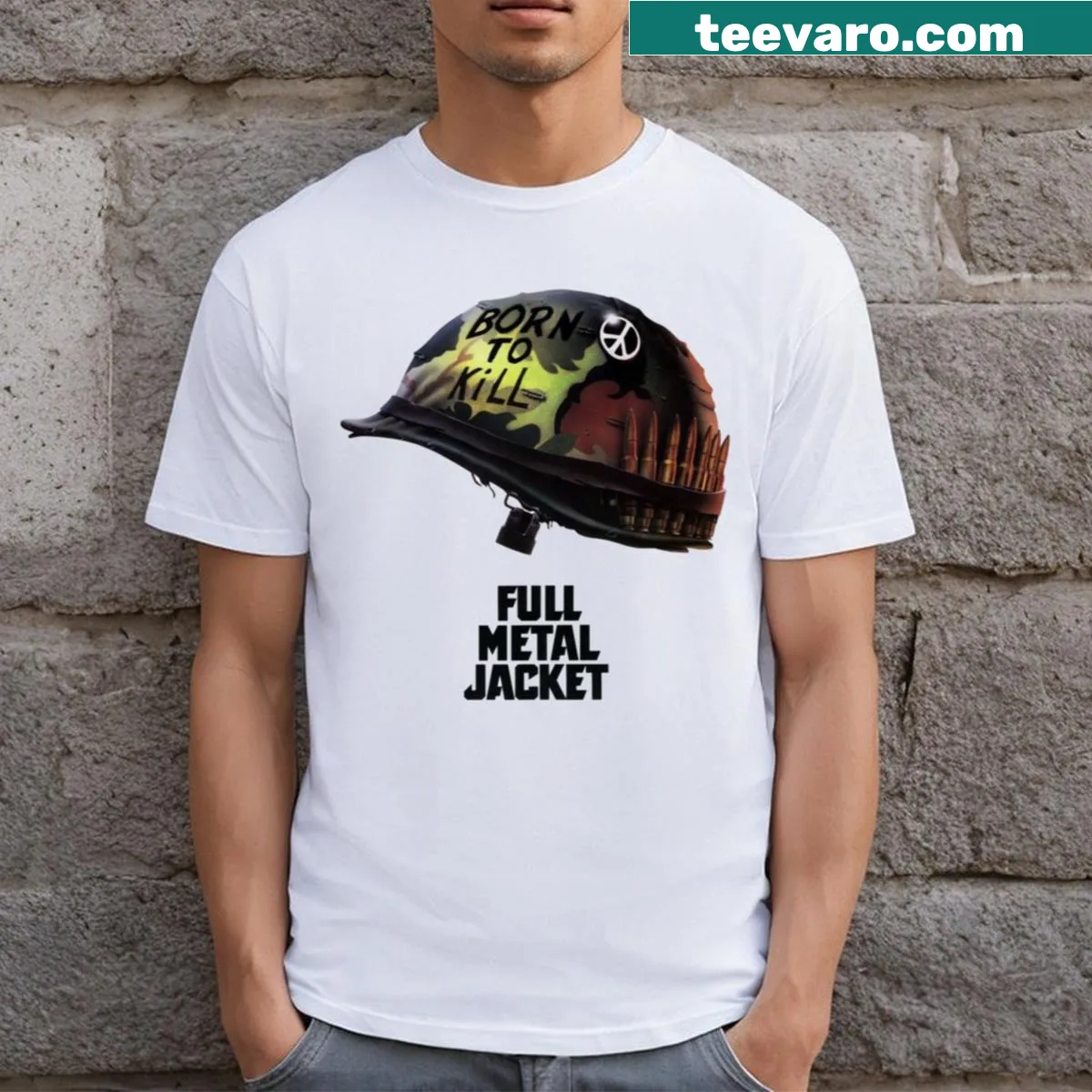 Classic movie poster t-shirt with retro design elements — on a men's t-shirt