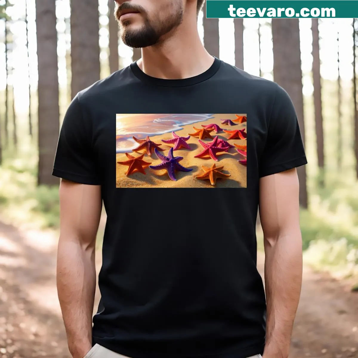 Starfish design inspired by ocean beauty on a T-shirt — on a men's t-shirt