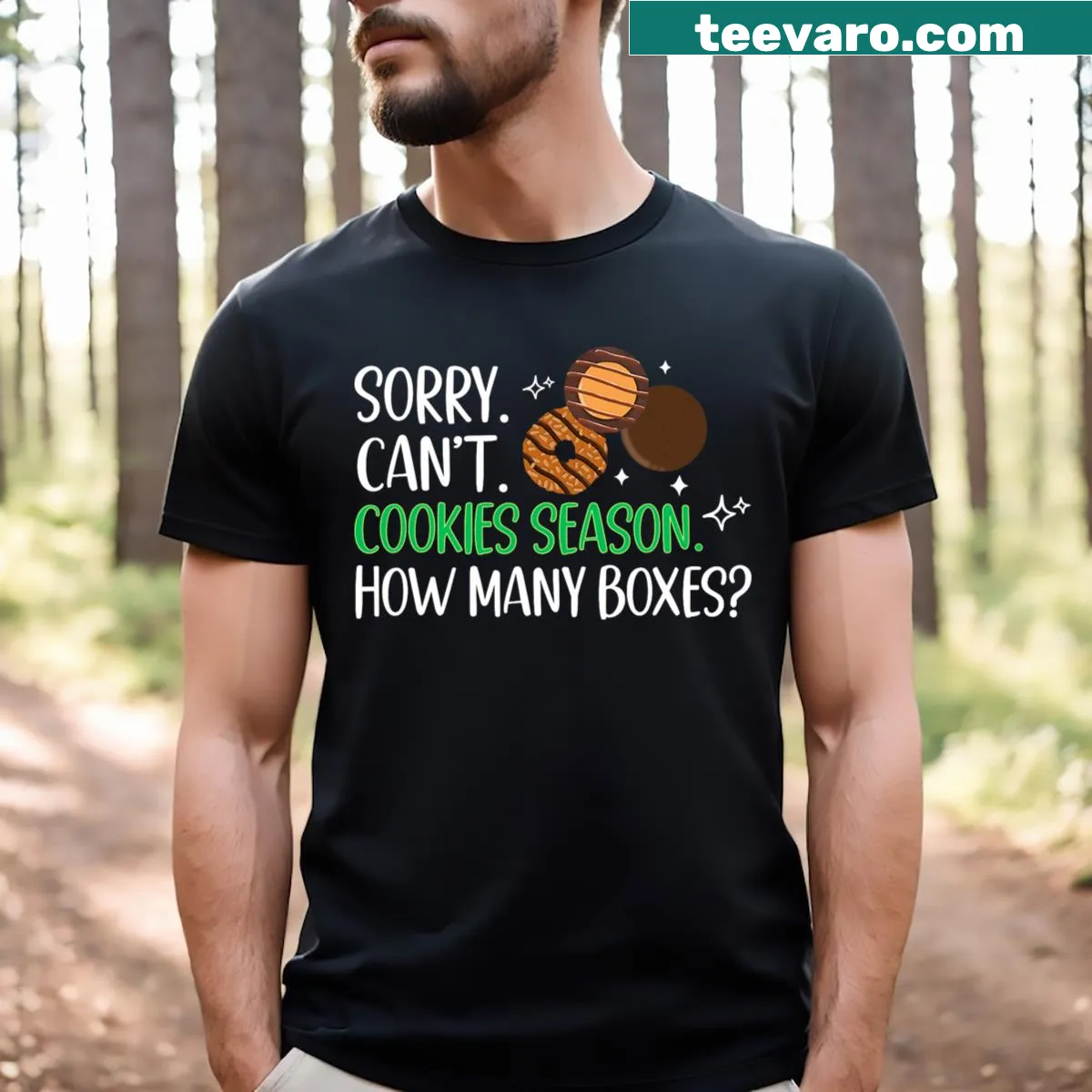 Playful t-shirt for kids with cookie-themed saying — on a men's t-shirt