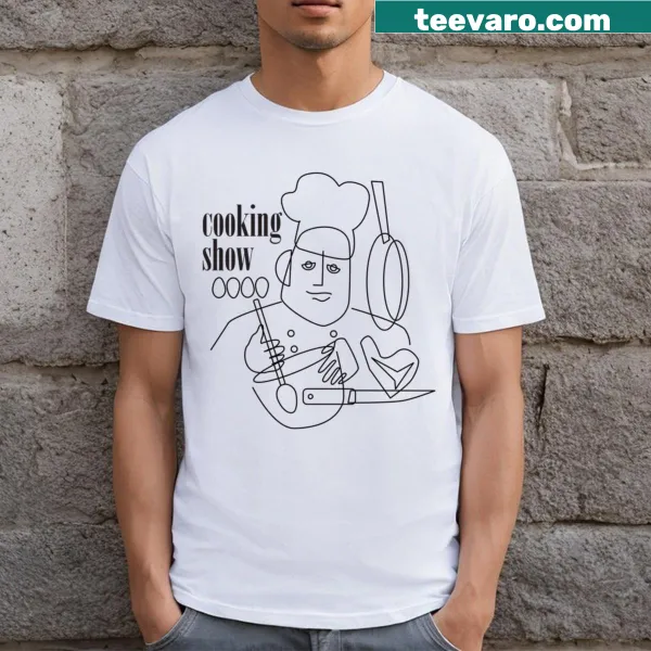 T-shirt celebrating cooking with playful text and graphics