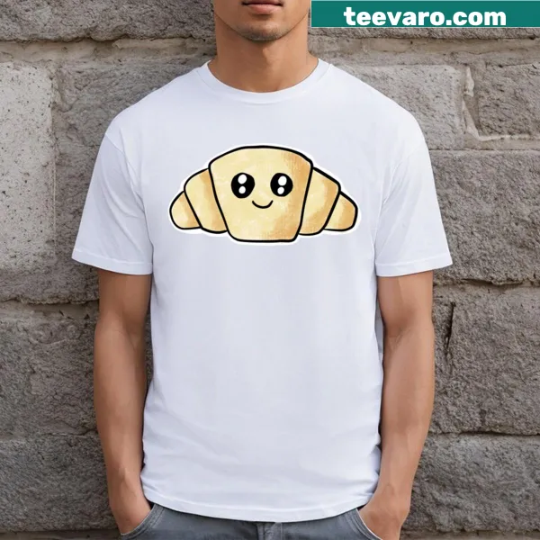 Cartoon croissant design on a T-shirt