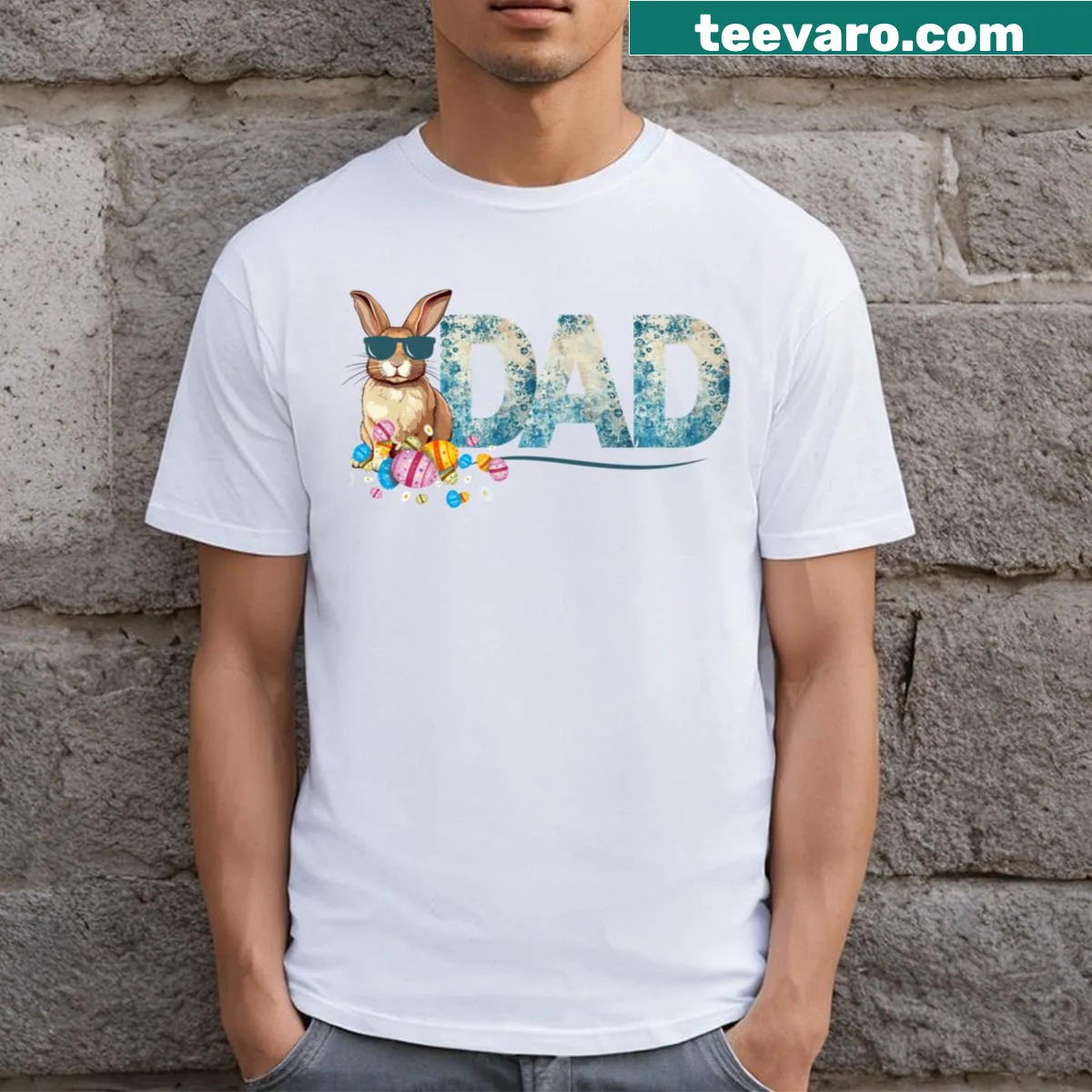 Easter-themed T-shirt for dads with fun graphics — on a men's t-shirt