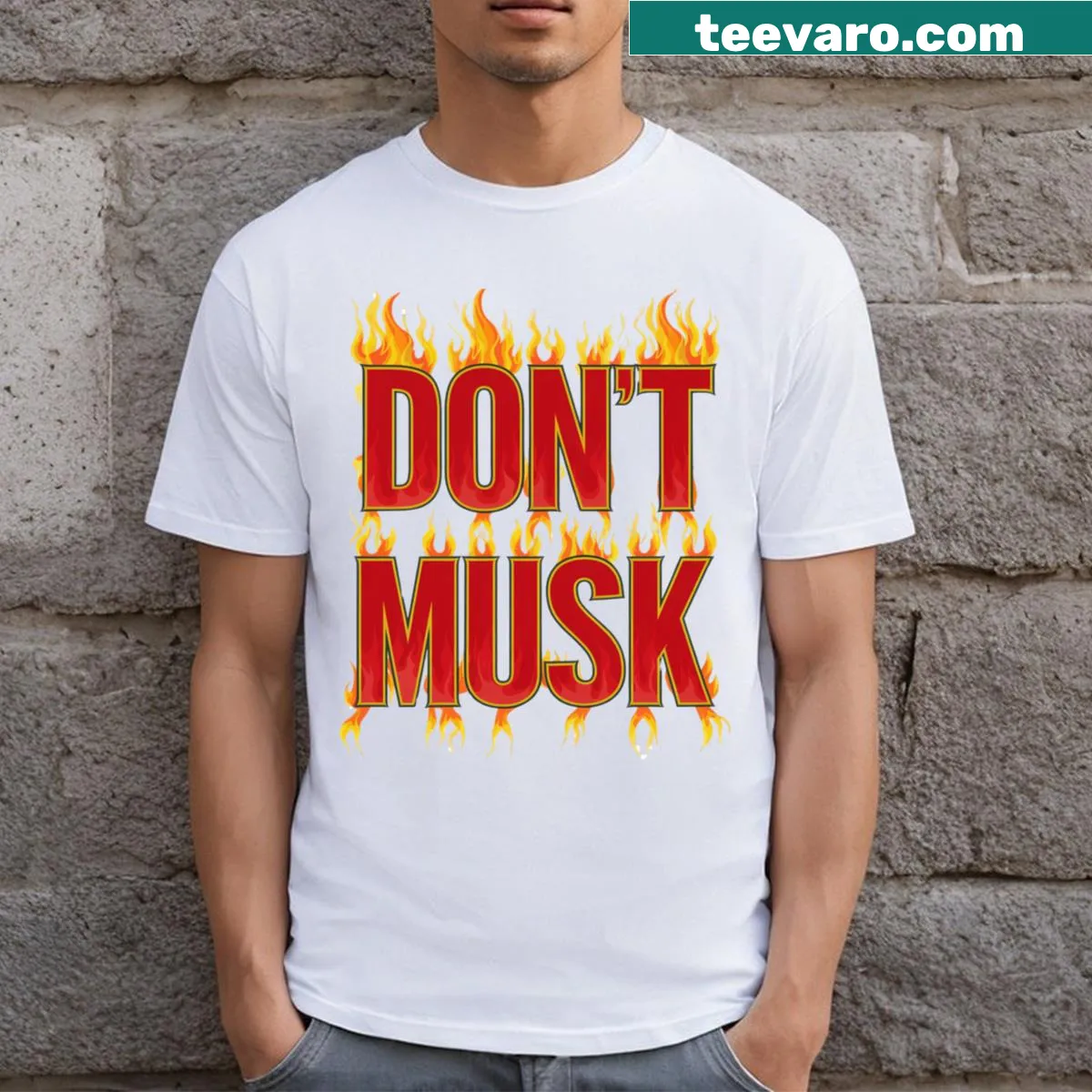 Playful t-shirt with 'Don't Musk' text — on a men's t-shirt