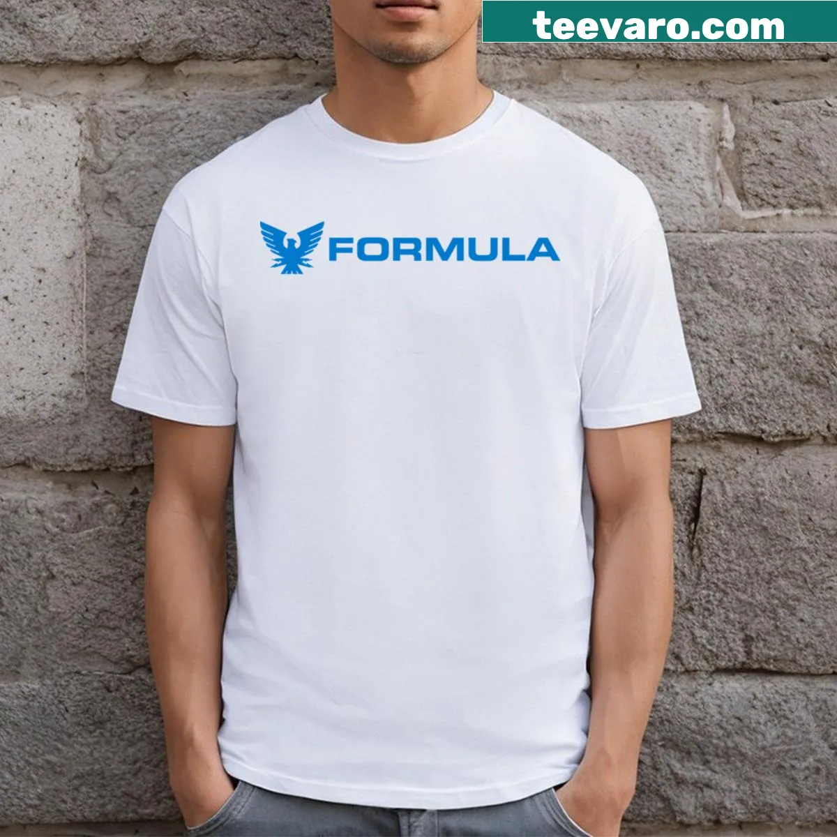 Illustration of a Formula boat on a humorous T-shirt — on a men's t-shirt