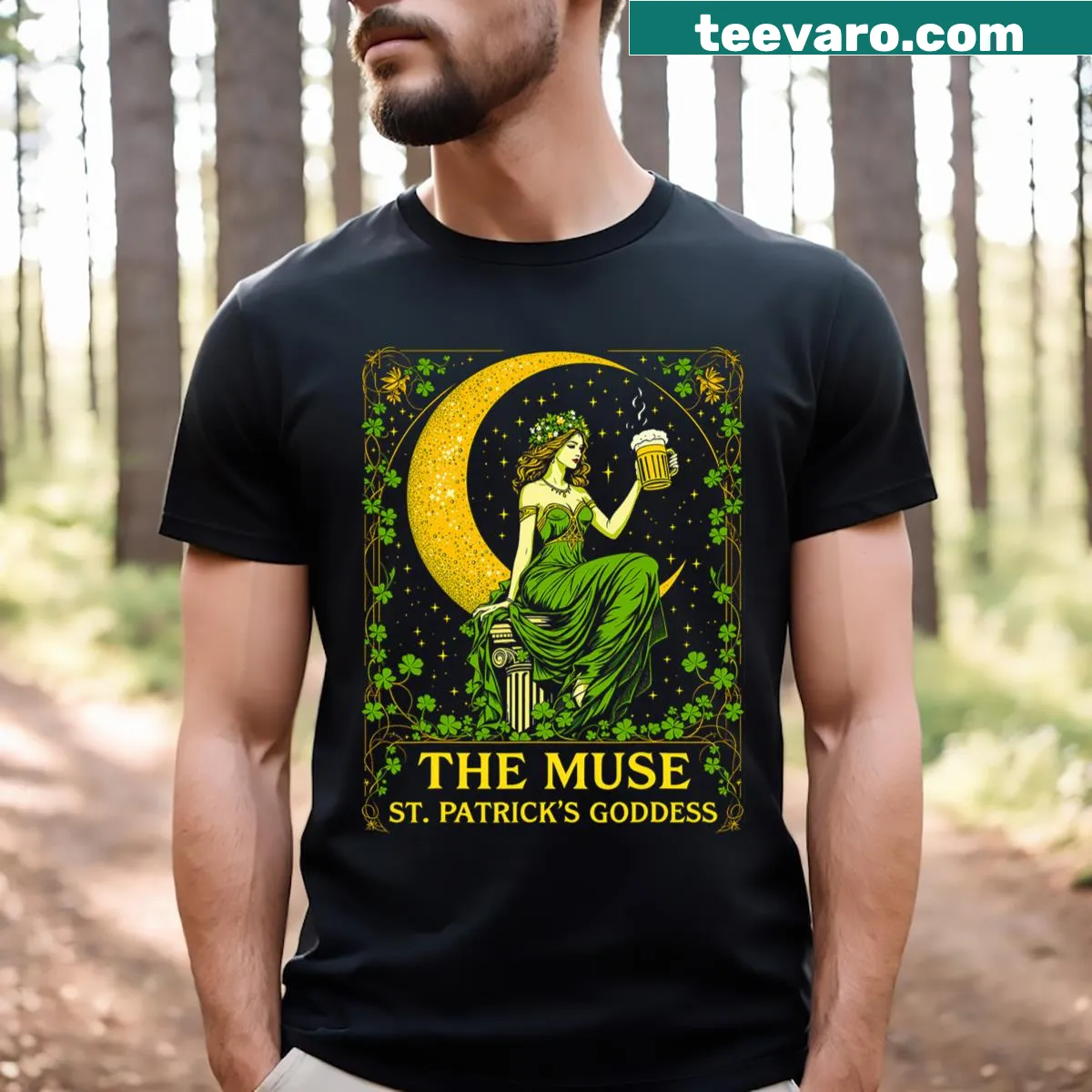 Retro tarot card graphic featuring The Sassy Lass on T-shirt — on a men's t-shirt
