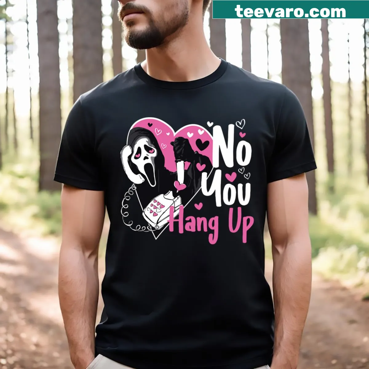 Ghostface graphic with humorous text for Valentine's Day — on a men's t-shirt