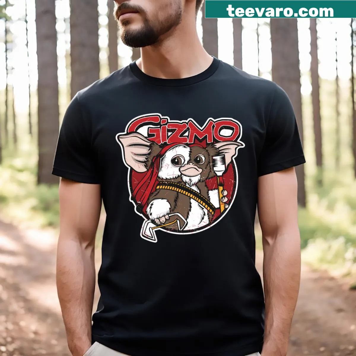 Cute Gizmo character graphic on a t-shirt — on a men's t-shirt