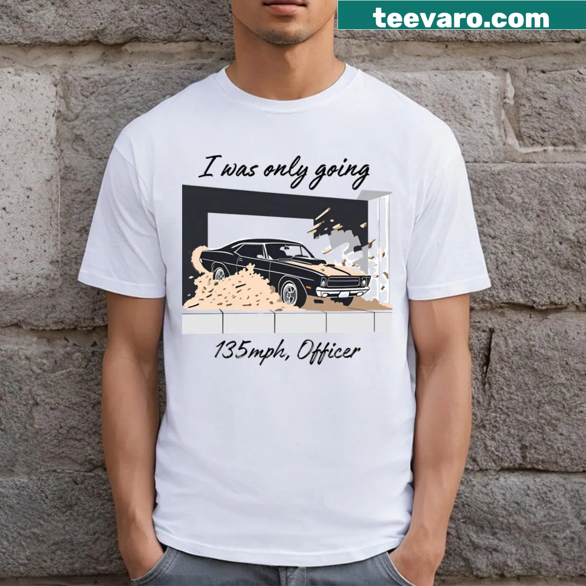 Graphic design of a vintage muscle car on a t-shirt. — on a men's t-shirt