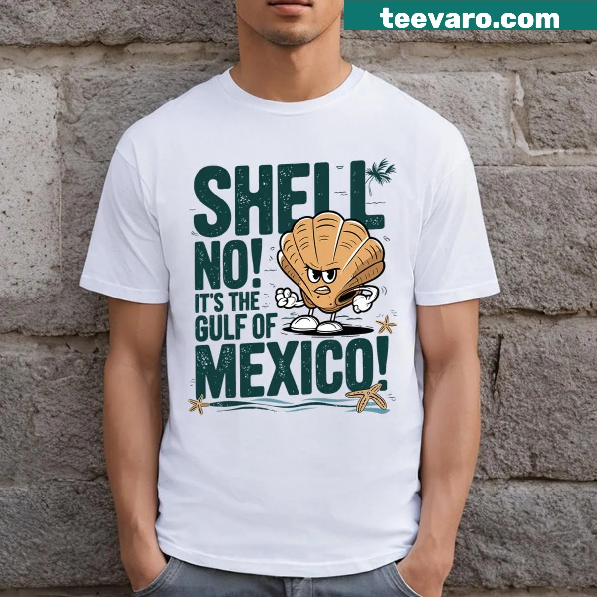 Retro beach design celebrating the Gulf of Mexico — on a men's t-shirt