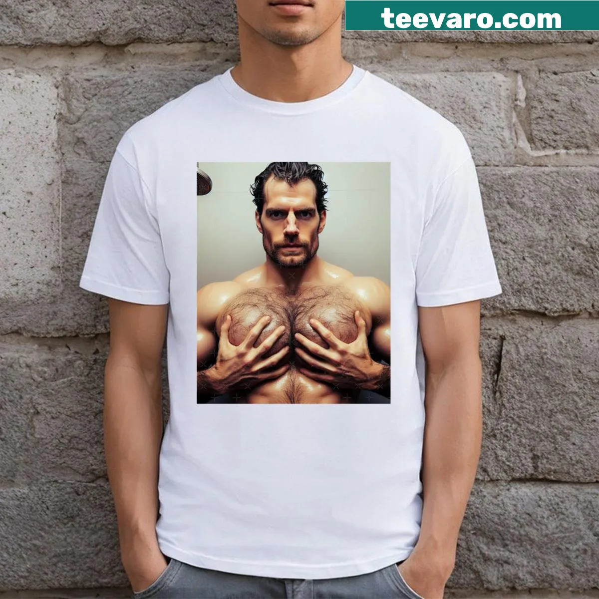 Stylish t-shirt featuring Henry Cavill aesthetic design — on a men's t-shirt