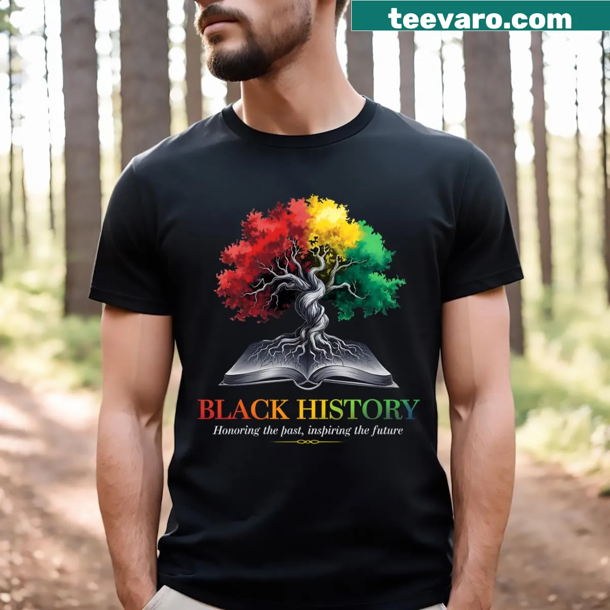 Men's Black History Month T-shirt with inspirational message — on a men's t-shirt