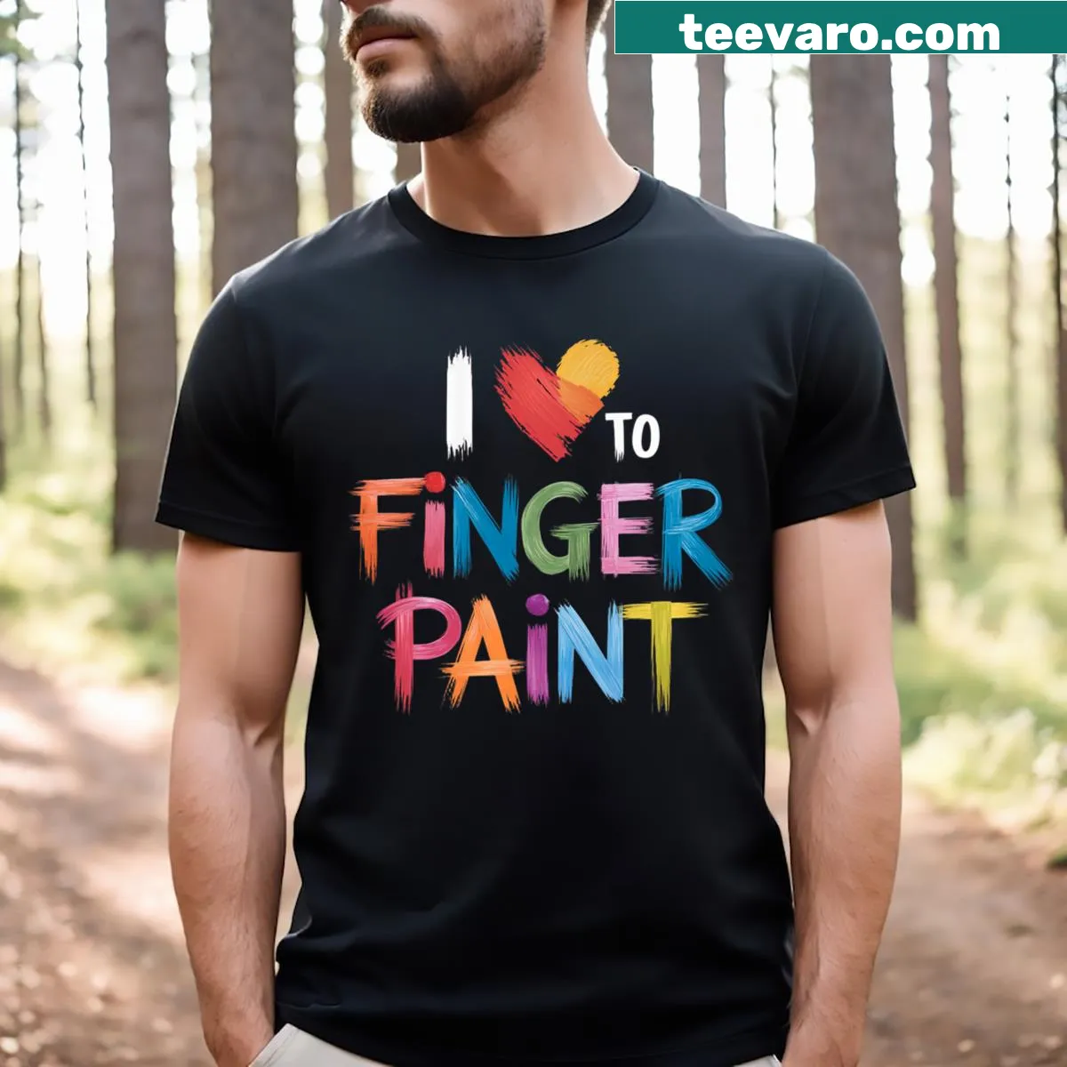 T-shirt celebrating the joy of finger painting — on a men's t-shirt