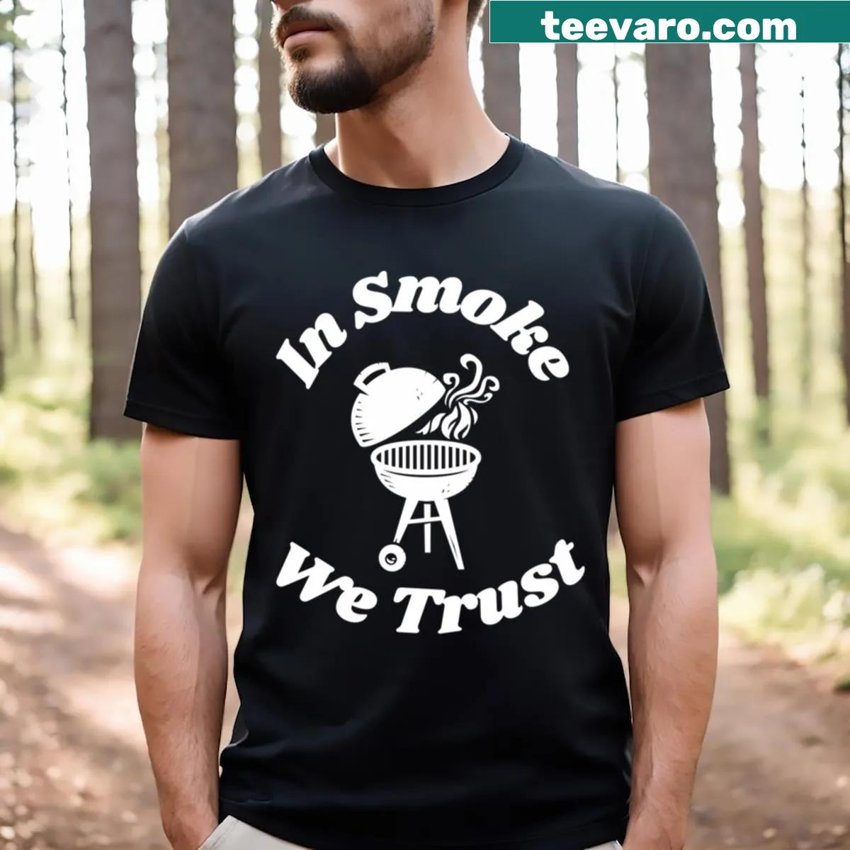 Grilling-themed t-shirt with a humorous slogan about smoke — on a men's t-shirt