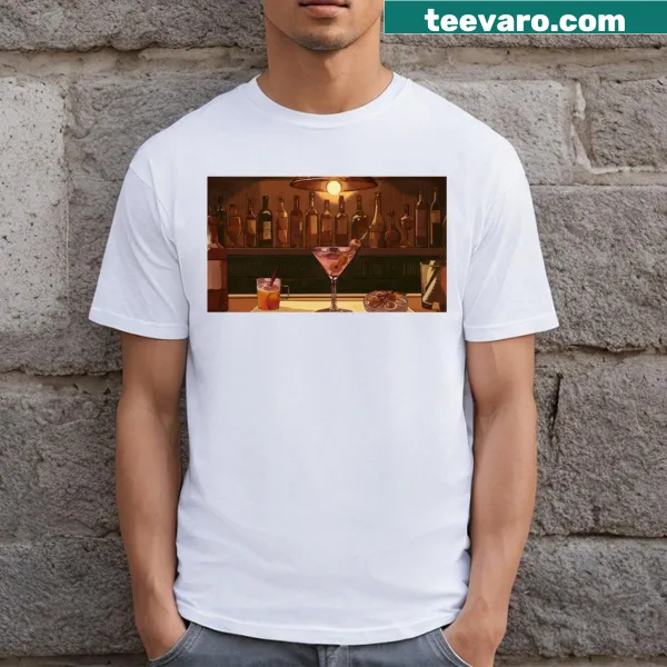 Charming illustration of martini glasses on a T-shirt
