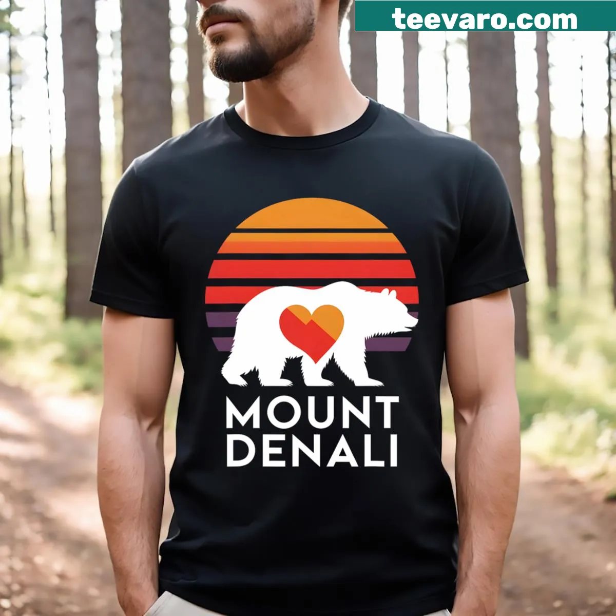 Souvenir t-shirt featuring Mount Denali design — on a men's t-shirt