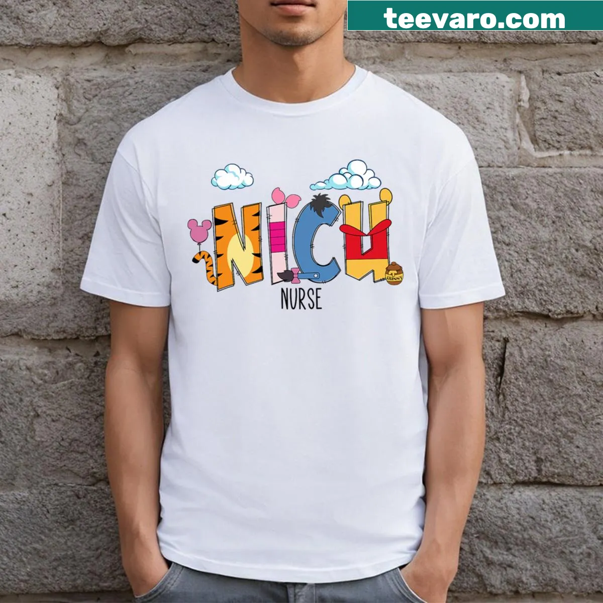 NICU Nurse t-shirt with bold typography celebrating nurses — on a men's t-shirt