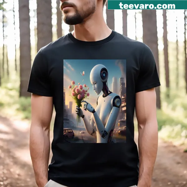 Illustrated t-shirt featuring a charming design of pink flowers