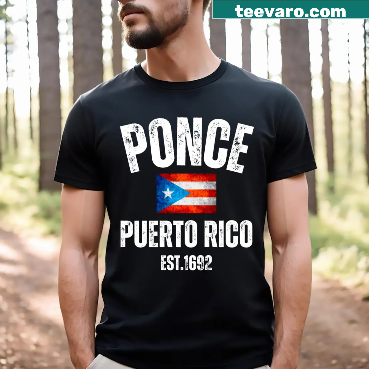 Pride-themed t-shirt celebrating Boricua roots with typography — on a men's t-shirt
