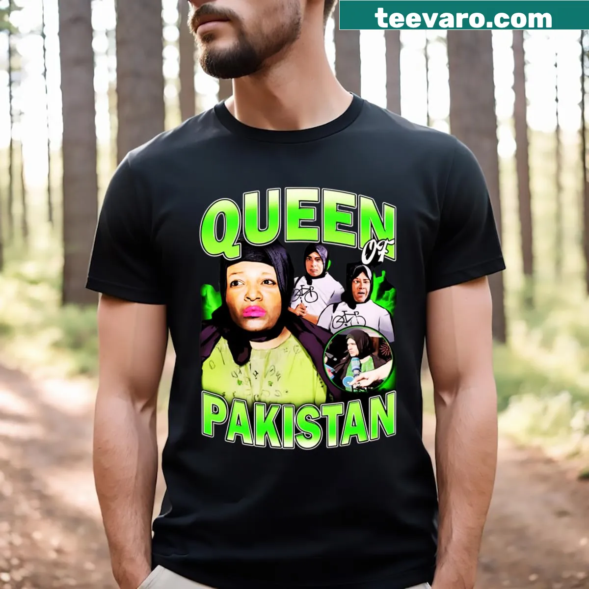 Funny Pakistani T-shirt with Queen of Pakistan graphic — on a men's t-shirt