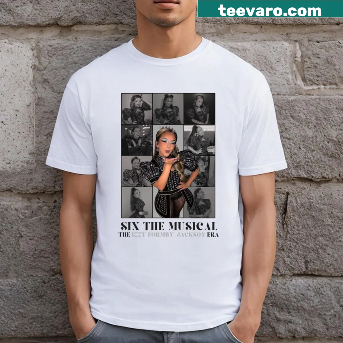 T-shirt design inspired by Six The Musical featuring graphic representation — on a men's t-shirt
