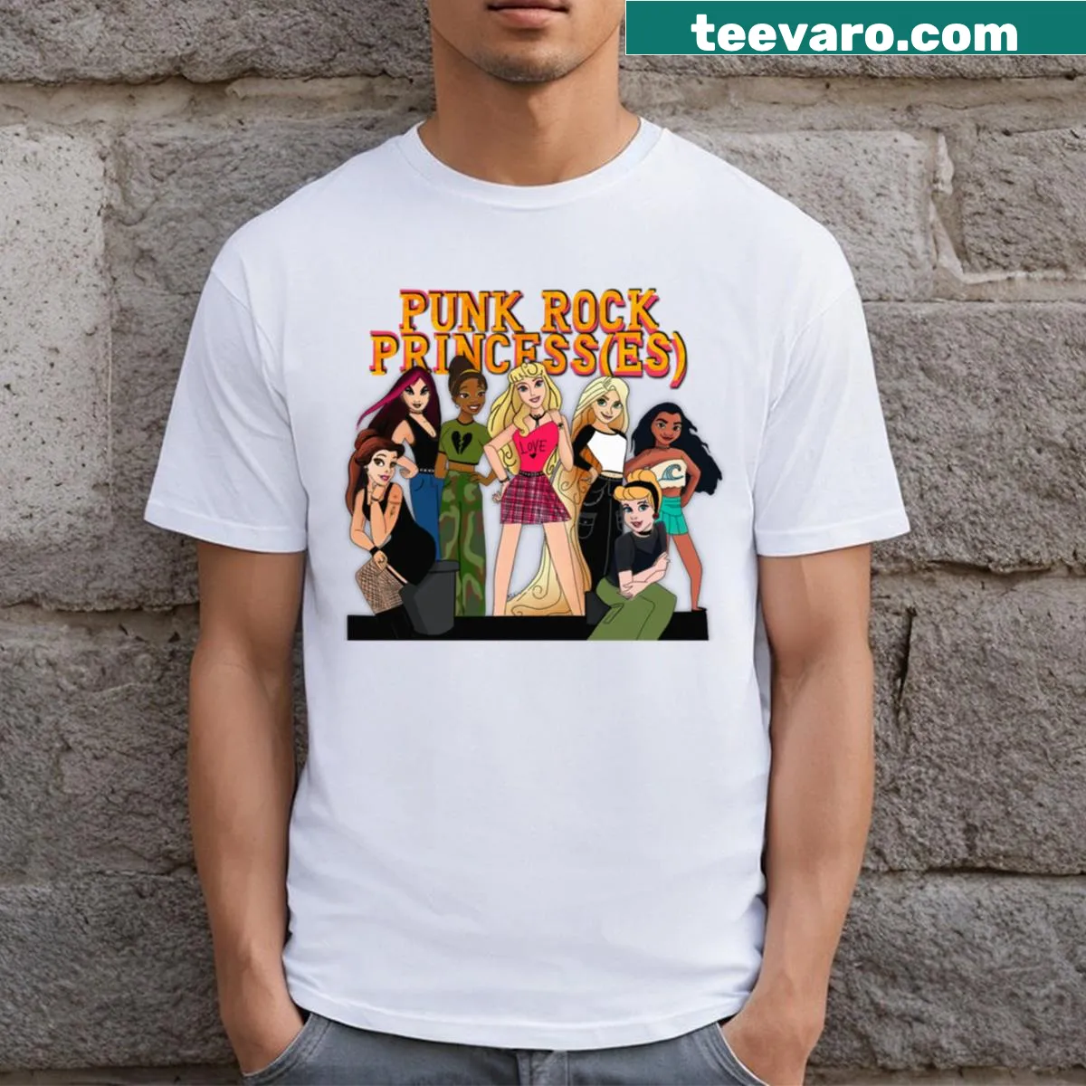 Vintage-style Punk Rock Princess graphic t-shirt for women — on a men's t-shirt