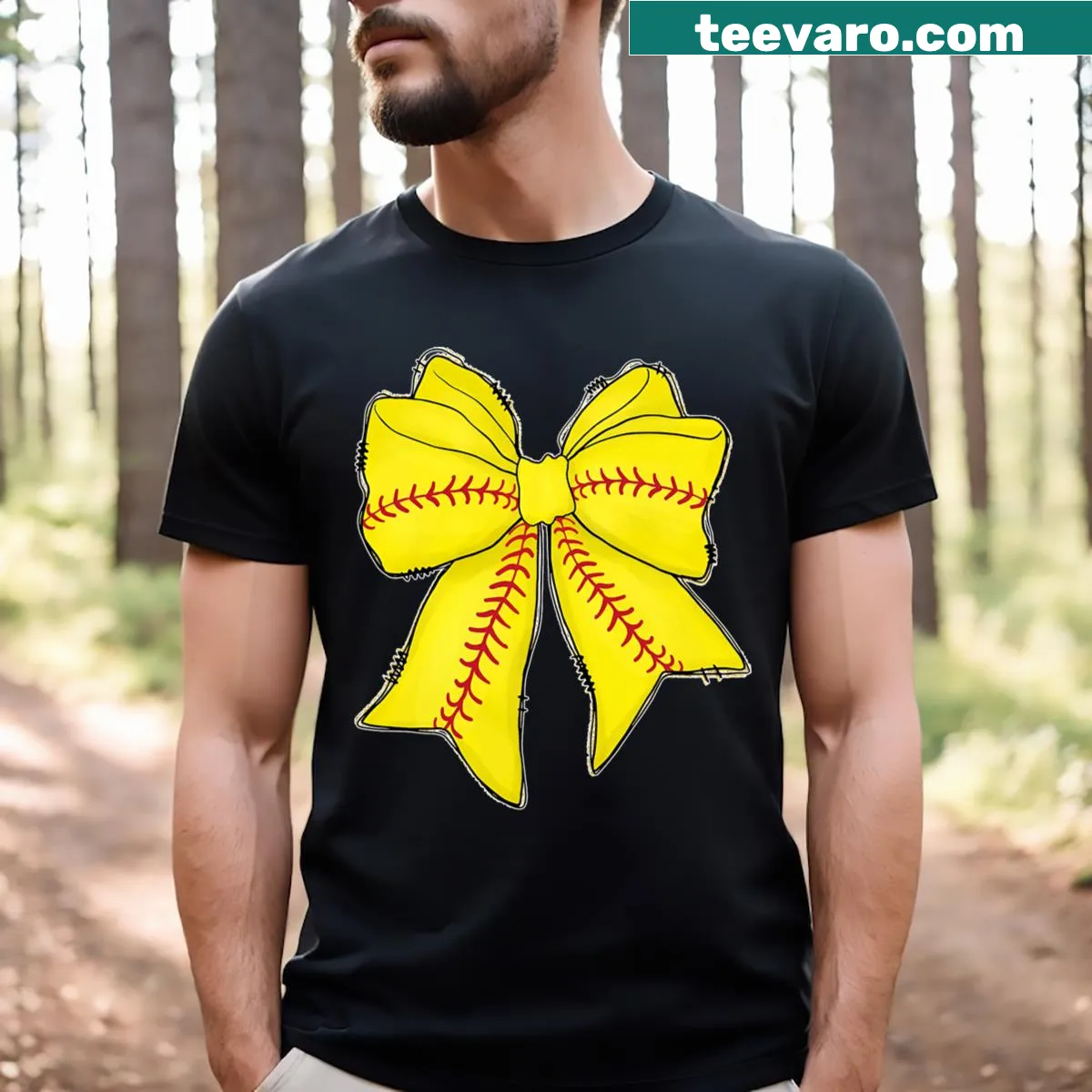 Softball Mom graphic T-shirt with playful typography — on a men's t-shirt