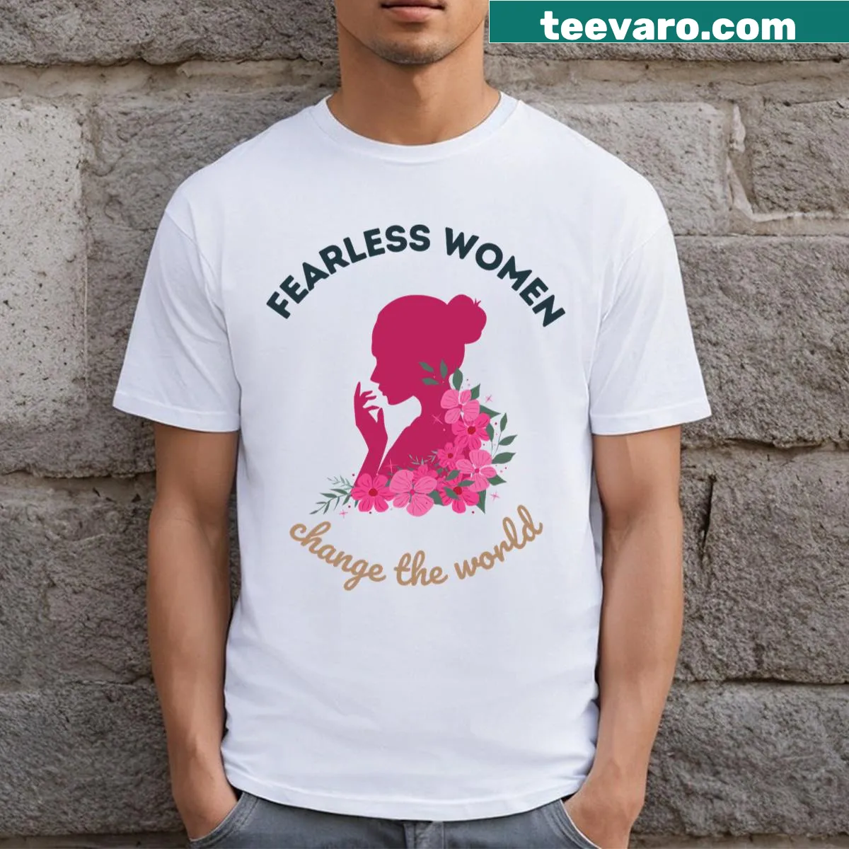 Typography graphic promoting girl power on t-shirt — on a men's t-shirt